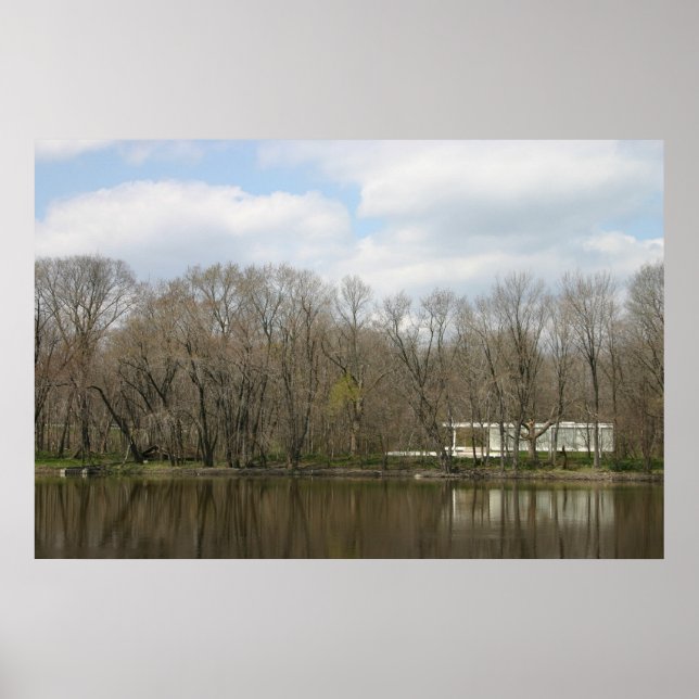 Póster Casa de Farnsworth, reflexión fluvial (Frente)