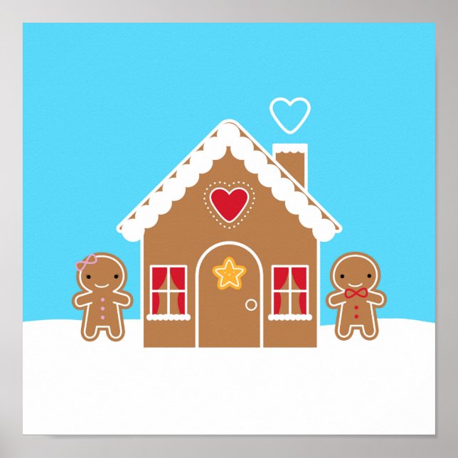Póster Casa de Gingerbread para Navidades de Kawaii (Frente)