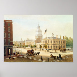 Póster Casa de Gobierno, Filadelfia, grabada por Deroy