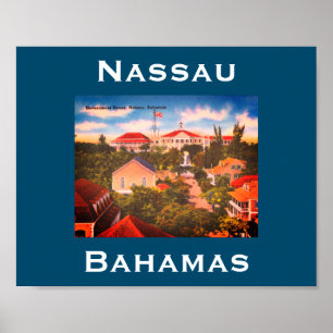 Póster Casa de gobierno, Nassau, Bahamas, foto vintage