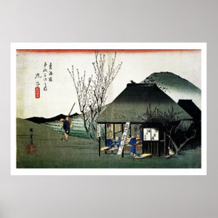 Póster Casa de granja japonesa Ukiyo-e