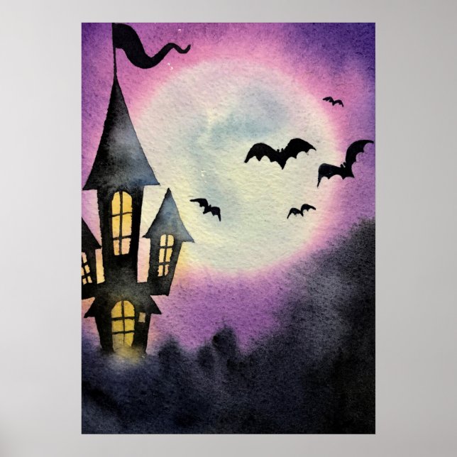 Póster Casa de Halloween embrujada, Mansión espeluznante  (Frente)