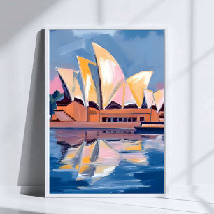 Póster Casa de la Ópera de Sydney Australia Acuarela