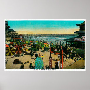 Póster Casa de la playa y del baño, playa larga de