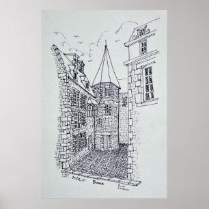 Póster Casa de la princesa Ana de Bretaña Saint-Malo