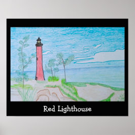 Póster Casa de Luz Roja en la Playa
