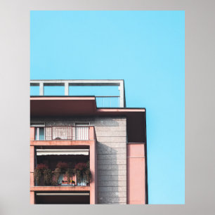 PÓSTER CASA DE MADERA NEGRA Y MARRÓN