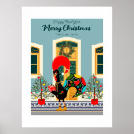 Póster Casa de Navidades portugueses con saludos de gallo