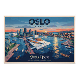 Póster Casa de Ópera de Oslo Cartel de Viaje Vintage - No