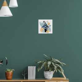 Póster Casa de pájaro azul