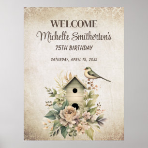 Póster Casa de pájaros Botánica Naturaleza 75 cumpleaños