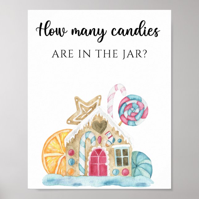 Póster Casa de pan de jengibre - adivinen cuántos caramel (Frente)