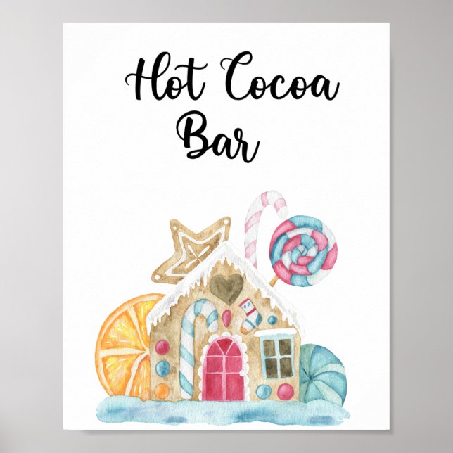 Póster Casa de pan de jengibre - Bar de cacao caliente (Frente)