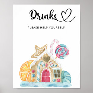 Póster Casa de pan de jengibre - Bebidas sírvase usted mi