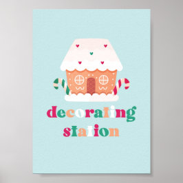 Póster Casa de pan de jengibre Rótulo Fiesta decorativo