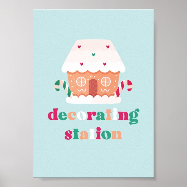 Póster Casa de pan de jengibre Rótulo Fiesta decorativo (Frente)