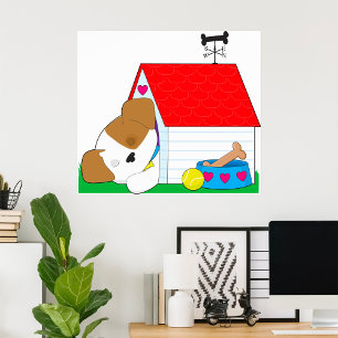 Póster Casa de perro de cachorro durmiendo Mascota linda