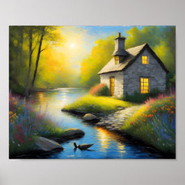 Póster Casa de piedra en el río 2