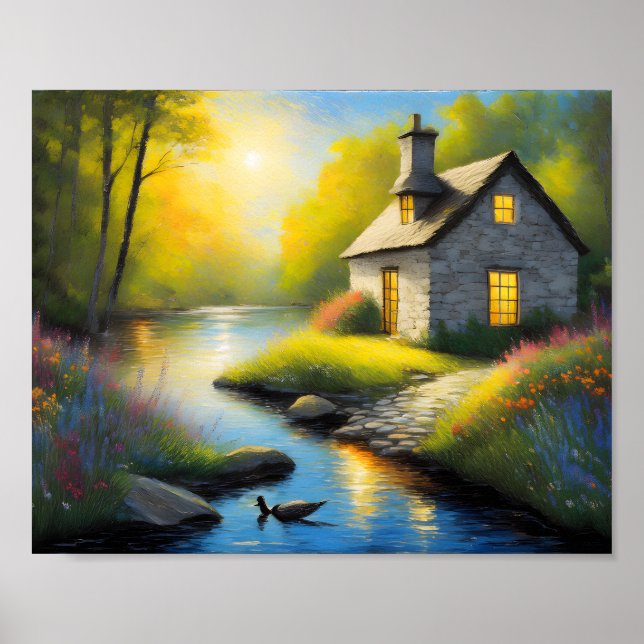 Póster Casa de piedra en el río 2 (Frente)