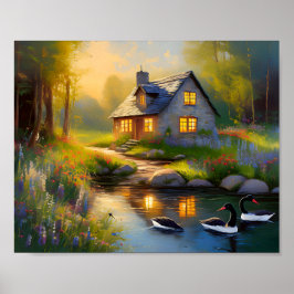 Póster Casa de piedra en el río 3