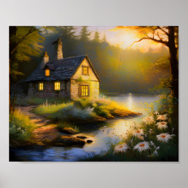 Póster Casa de piedra en el río 4