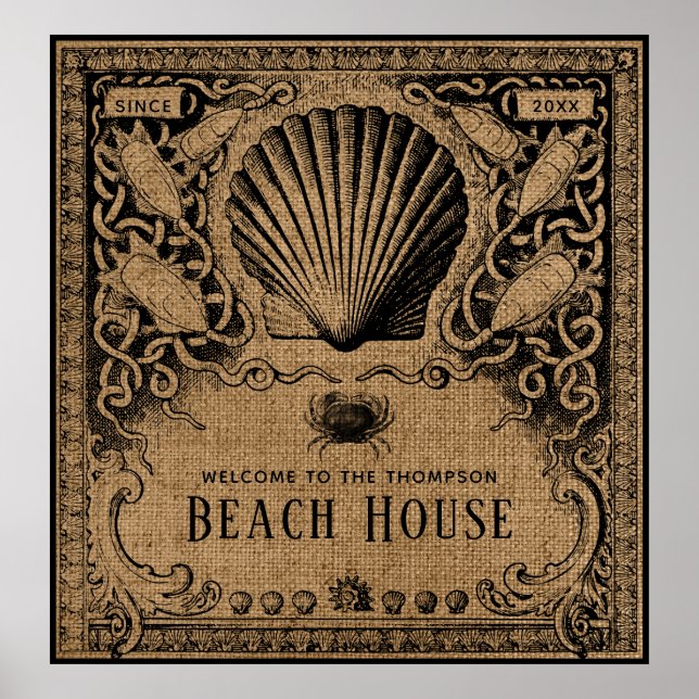 Póster Casa de playa de Burlap (Frente)