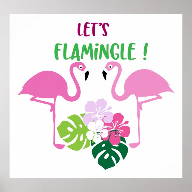 Póster Casa de playa pequeña, vamos poster de flamingo (Frente)