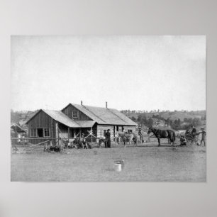 Póster Casa de rancho occidental en la fotografía de