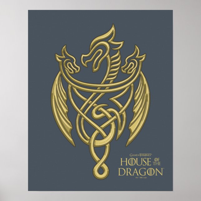 Póster CASA DEL DRAGÓN | Escudo Golden Filigree Dragon (Frente)