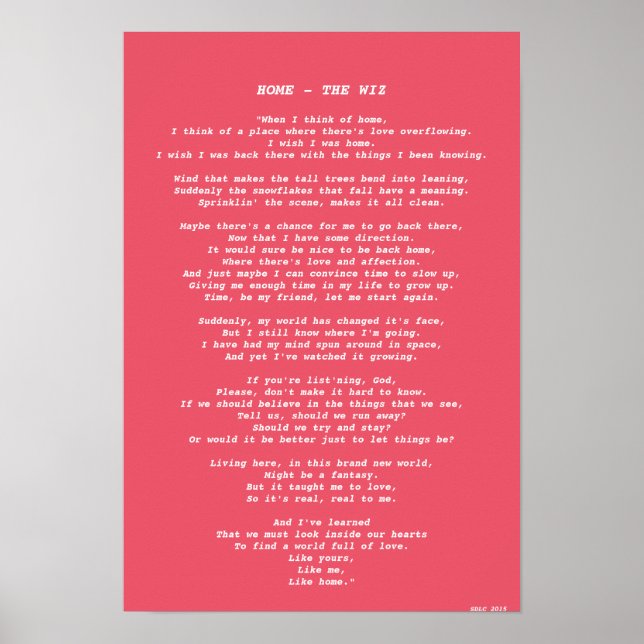 PÓSTER 'CASA' DEL POSTER DE LETRAS DE WIZ (Frente)