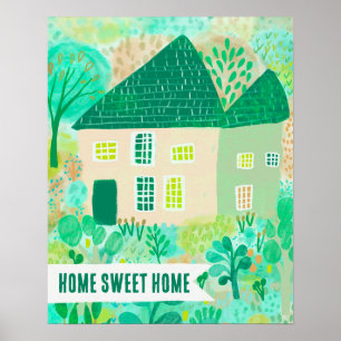 Póster CASA DULCE Personalizado Casa Ilustracion Jardín