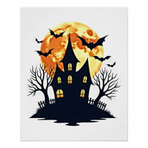Póster Casa Embrujada con Murciélagos � Camiseta Espeluzn