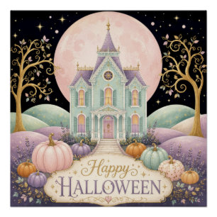 Póster Casa embrujada victoriana pastel caprichosa de Hal