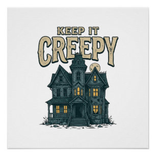 Póster Casa Embrujada Vintage Mantén Espeluznante Hallowe