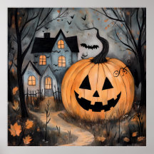 Casa Embrujada y Calabaza Gigante de Halloween
