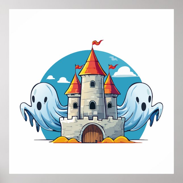 Póster casa embrujada y fantasma (Frente)