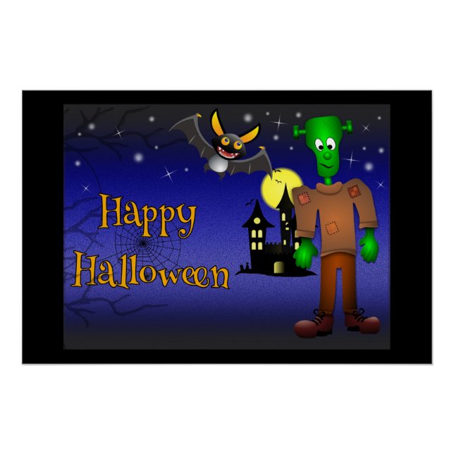 Póster Casa embrujada y monstruo de Halloween (Anverso)