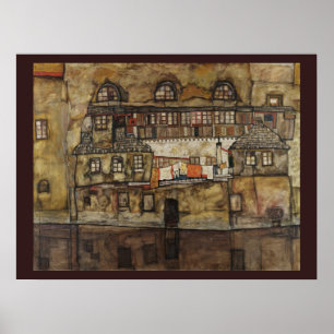 Póster Casa en la pared del río por Egon Schiele