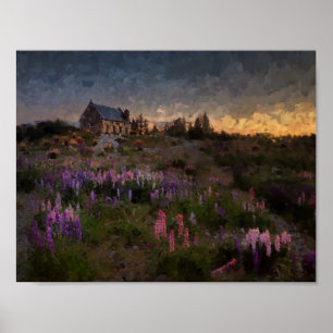 Póster Casa entre lavanda