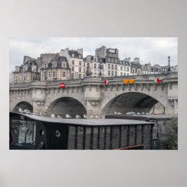 Póster Casa flotante cerca de Pont Neuf - París, Francia