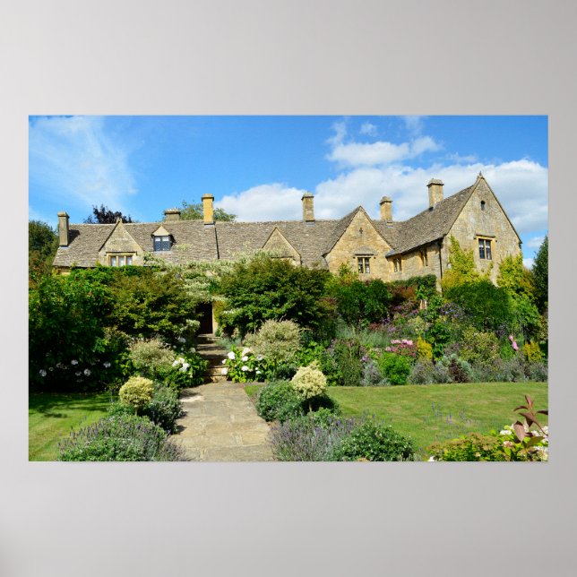 Póster casa inglesa con jardín de flores (Frente)
