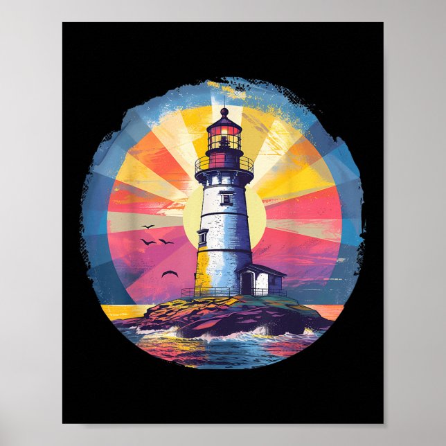 Póster Casa junto al mar Faro Navegación Playa Barco (Frente)