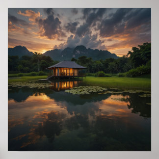 Póster Casa moderna de madera