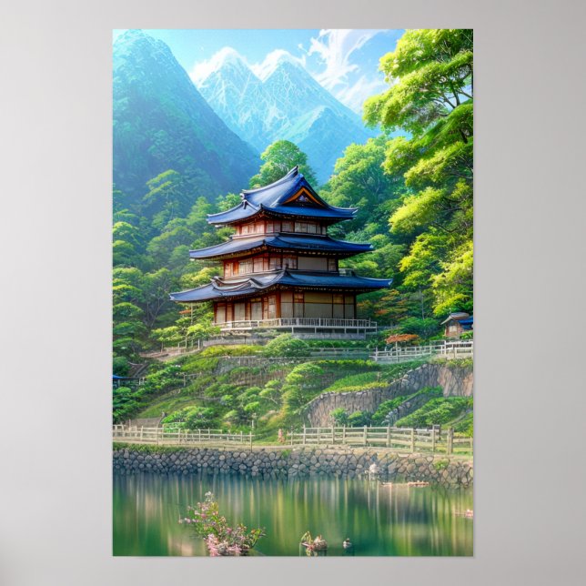 Póster Casa rural japonesa de tres pisos (Frente)