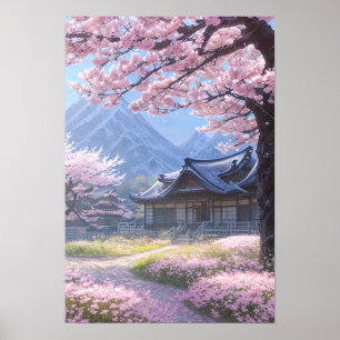Póster Casa tradicional japonesa en el campo