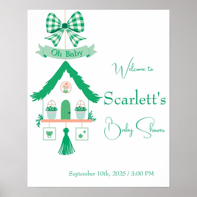 Póster Casa verde personalizada Oh Baby Shower (Frente)