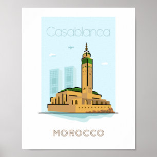 Póster Casablanca city travel poster - morocco travel