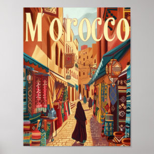 Póster Casablanca Marruecos Vintage Famoso lugar de viaje