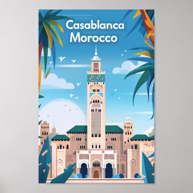 Póster Casablanca Marruecos Vintage Famoso lugar de viaje (Frente)