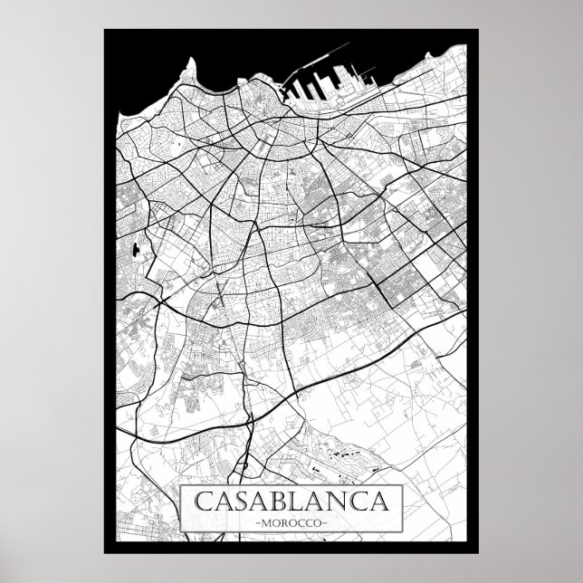 Póster Casablanca Morocco Map (Frente)